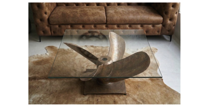 Table basse ALUMIA 85cm bronze vue de haut