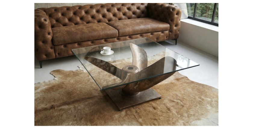 Table basse ALUMIA 85cm bronze mise en situation