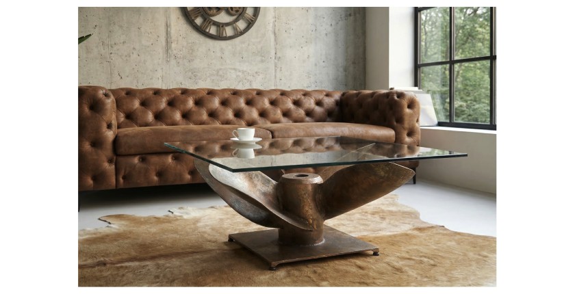 Table basse ALUMIA 85cm bronze vue de face
