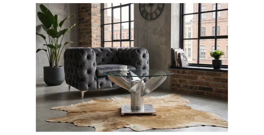 Table basse ALUMIA 60cm argentée vue éloignée