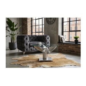 Table basse ALUMIA 60cm argentée vue éloignée