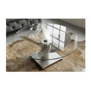 Table basse ALUMIA 60cm argentée vue en situation