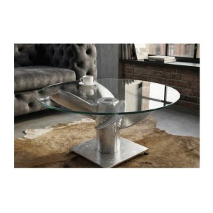 Table basse ALUMIA 60cm argentée vue de face