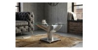 Table basse ALUMIA 60cm argentée vue de face éloignée