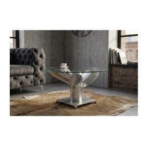 Table basse ALUMIA 70cm argentée vue de face