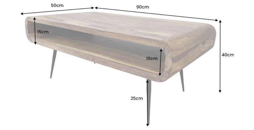 Table basse RETROVA 90cm dimensions