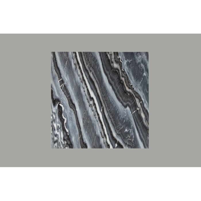 Produktbeschreibung   Couchtisch VORTEX 50 cm aus poliertem grauem Marmor mit schwarzer Metallstruktur