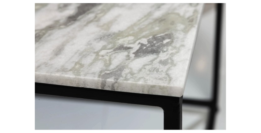 Zoom sur la tranche de la table basse VORTEX blanche