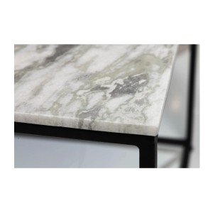 Zoom sur la tranche de la table basse VORTEX blanche