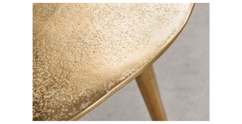 Zoom sur l'autre plateau des tables basses gigognes VORTEX dorées