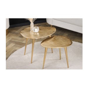 Tables basses gigognes VORTEX dorées vues de haut