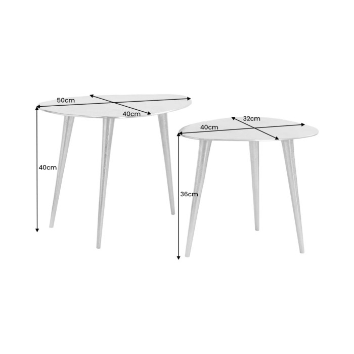 Niedrige VORTEX Beistelltische in Gold aus Aluminium – 2er Set asymmetrischer Designertische