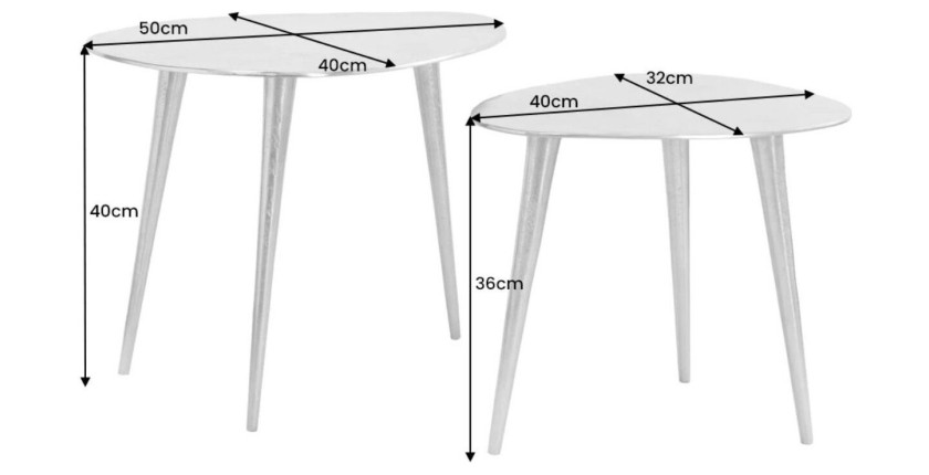 Tables basses gigognes VORTEX dorées dimensions