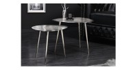 Tables basses gigognes argentées VORTEX mises en situation