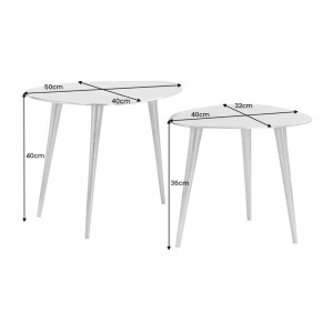 Tables basses gigognes argentées VORTEX dimensions