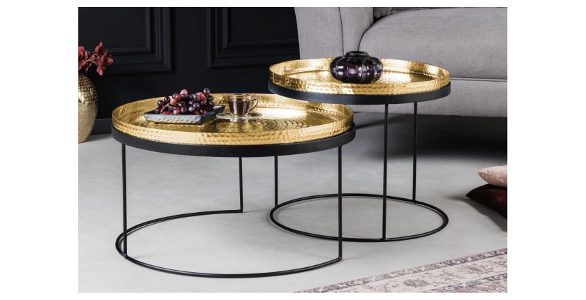 Tables basses gigognes avec plateaux amovibles VORTEX vues de face