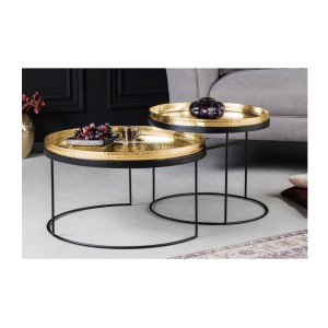Tables basses gigognes avec plateaux amovibles VORTEX vues de face