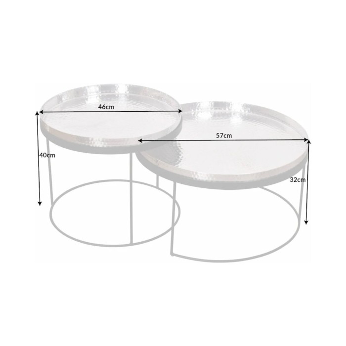 Tables basses gigognes avec plateaux amovibles VORTEX dimensions