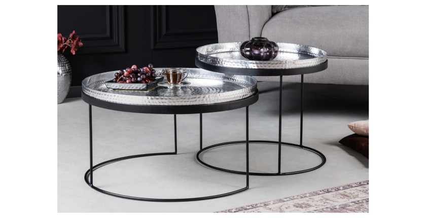 Tables basses gigognes avec plateaux amovibles VORTEX vues de face