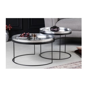 Tables basses gigognes avec plateaux amovibles VORTEX vues de face