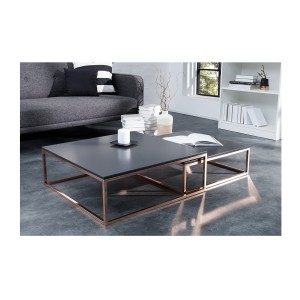 Tables basses gigognes grises anthracites et roses VORTEX vues de côté