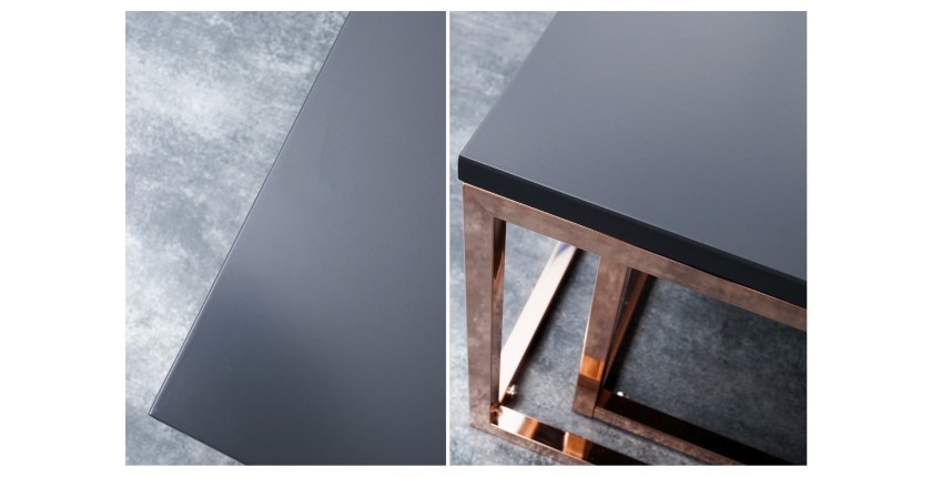 Zoom sur les détails des tables basses gigognes grises anthracites et roses VORTEX