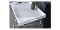 Zoom sur la texture d'un des plateaux des tables basses gigognes blanches mat VORTEX
