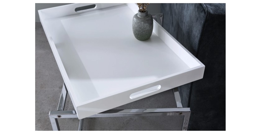 Zoom sur la texture d'un des plateaux des tables basses gigognes blanches mat VORTEX
