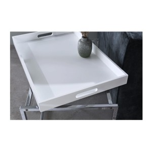Zoom sur la texture d'un des plateaux des tables basses gigognes blanches mat VORTEX