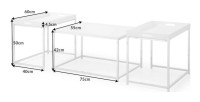 Tables basses gigognes blanches mat VORTEX dimensions