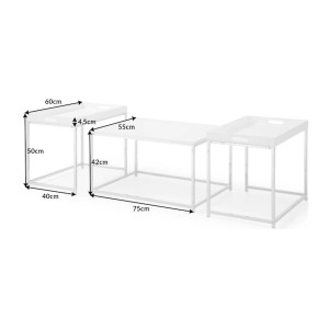 Tables basses gigognes blanches mat VORTEX dimensions