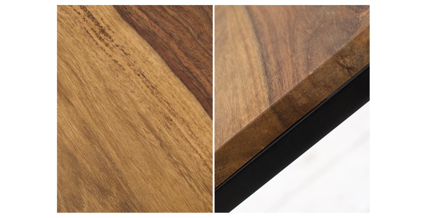 Zoom sur les détails des tables basses gigognes VORTEX avec plateaux en bois