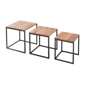 Tables basses gigognes VORTEX avec plateaux en bois