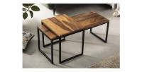 Tables basses gigognes empilables en bois VORTEX mises en situation