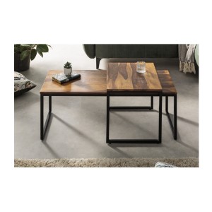 Tables basses gigognes empilables en bois VORTEX vues de face