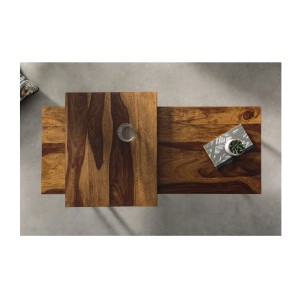 Tables basses gigognes empilables en bois VORTEX vues de haut