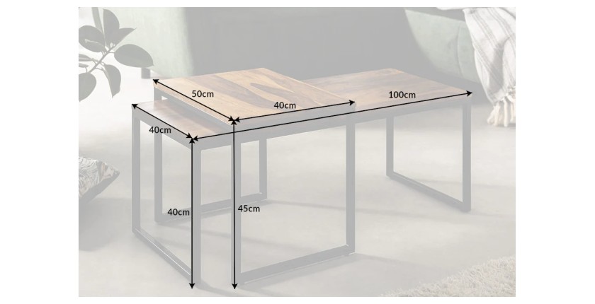 Tables basses gigognes empilables en bois VORTEX dimensions