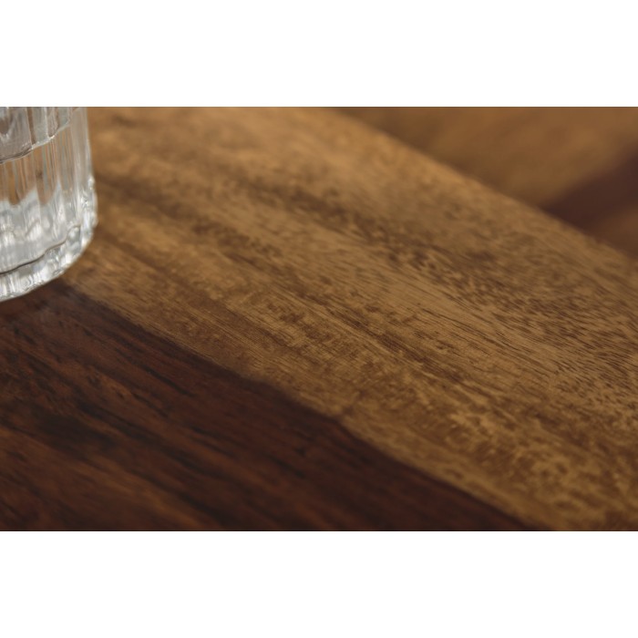 Stapelbare Couchtische VORTEX aus massivem Sheeshamholz und schwarzem Metall – 2er-Set im Industriedesign
