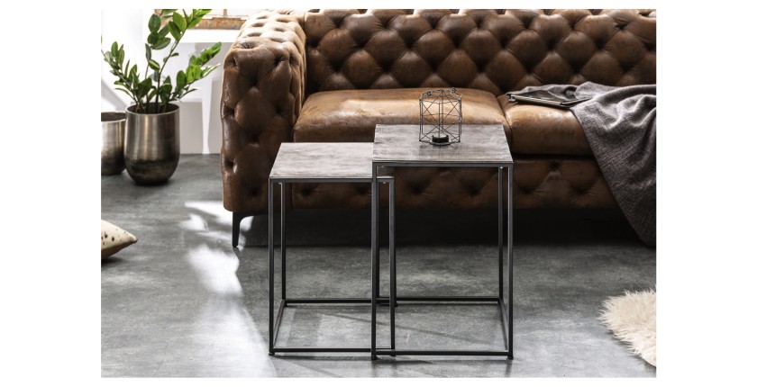 Tables basses gigognes grises VORTEX vues de face