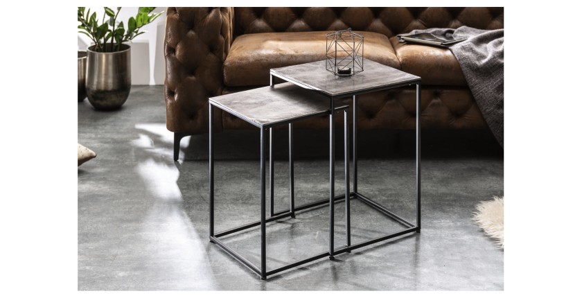 Tables basses gigognes grises VORTEX mises en situation