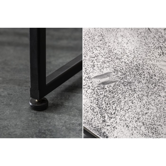Nested lage tafels VORTEX getextureerd grijs aluminium en zwart metaal - set van 2 vierkante moderne design tafels