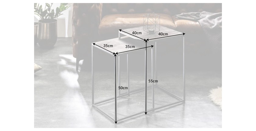 Tables basses gigognes grises VORTEX dimensions