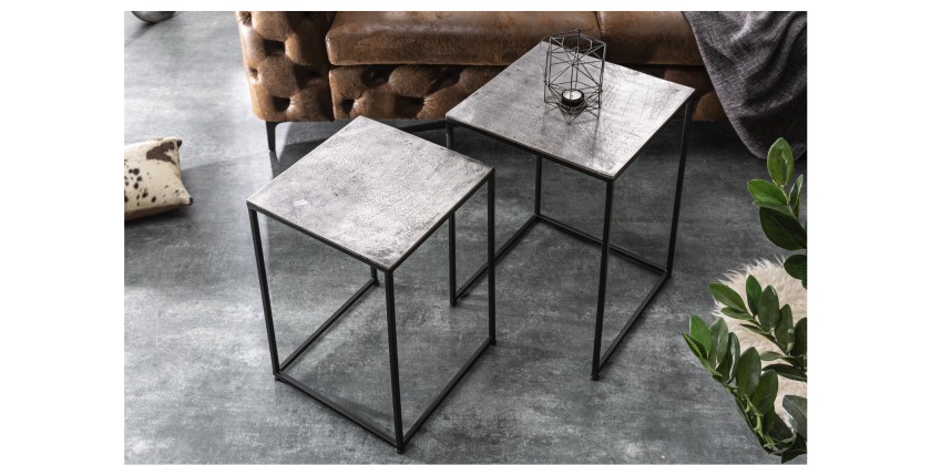 Tables basses gigognes grises VORTEX vues de haut