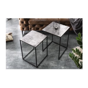 Tables basses gigognes grises VORTEX vues de haut