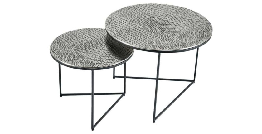 Tables basses gigognes grises écaillées VORTEX