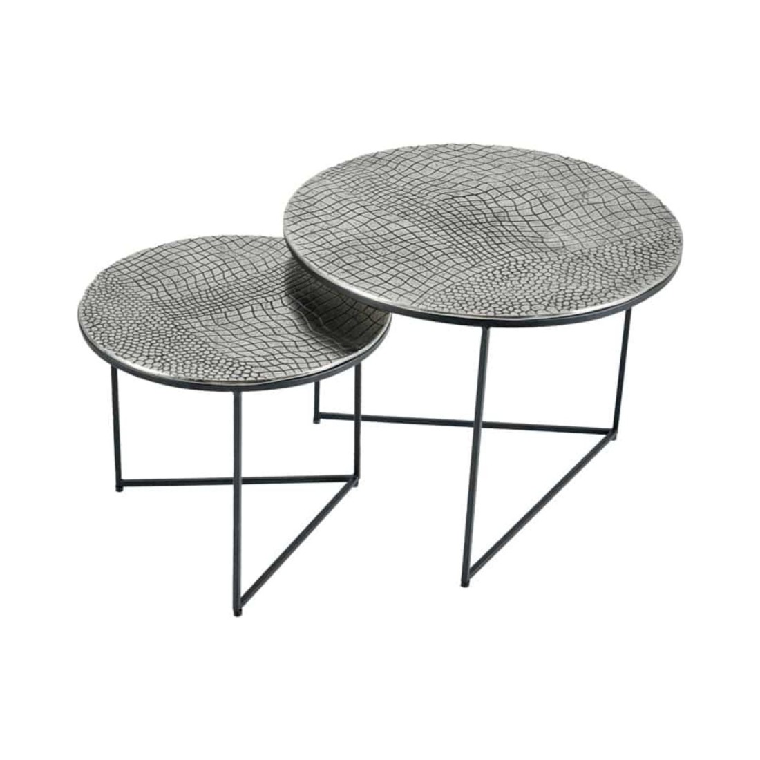 Tables basses gigognes grises écaillées VORTEX