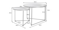 Tables basses gigognes grises écaillées VORTEX dimensions