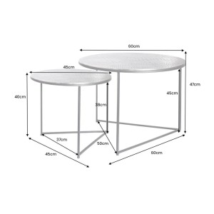 Tables basses gigognes grises écaillées VORTEX dimensions