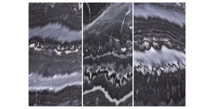 Zoom sur les différentes types de marbrure pour la table basse VINTORA grise
