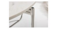 Zoom sur la tranche du plateau de la table basse VINTORA blanche